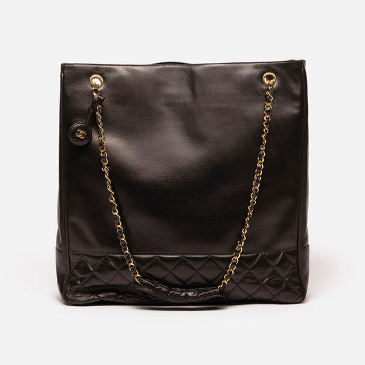 Chanel Vintage Black Shiny Tote w/ Comfort Handles