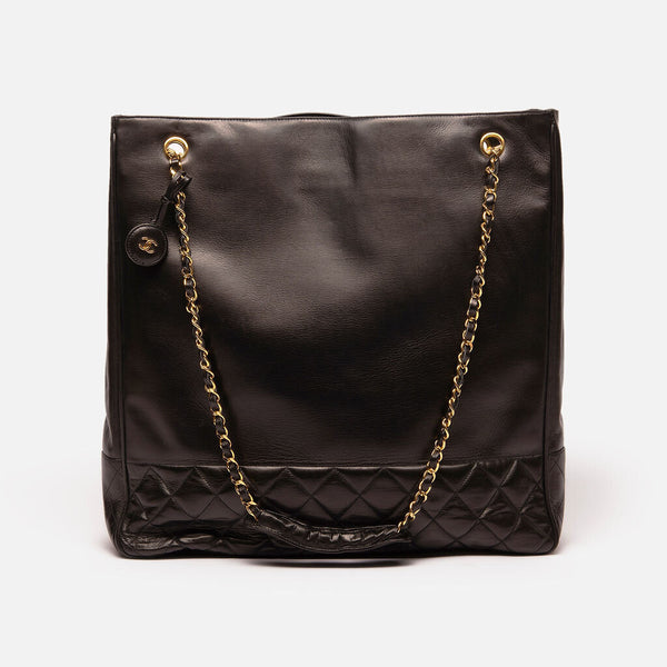 Chanel Vintage Black Shiny Tote w/ Comfort Handles