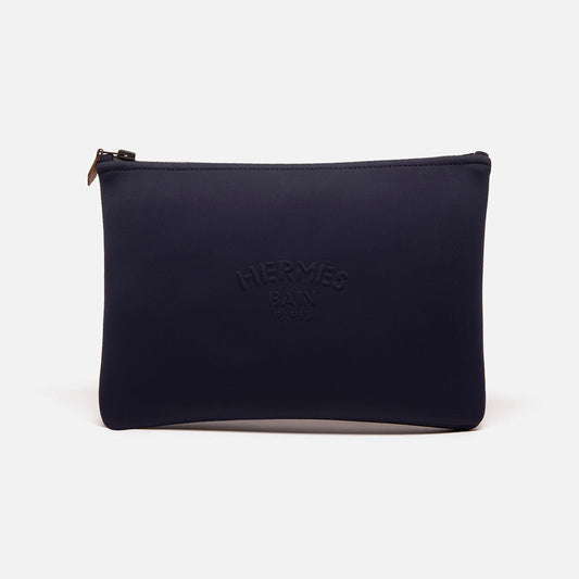 Hermes Navy Neoprene Pouch