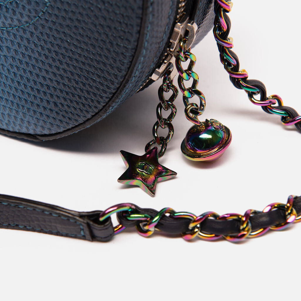 Chanel Real Lizard Blue Round as Earth w/ Mermaid Hardware Chain Top Handle w/ Crossbody Strap