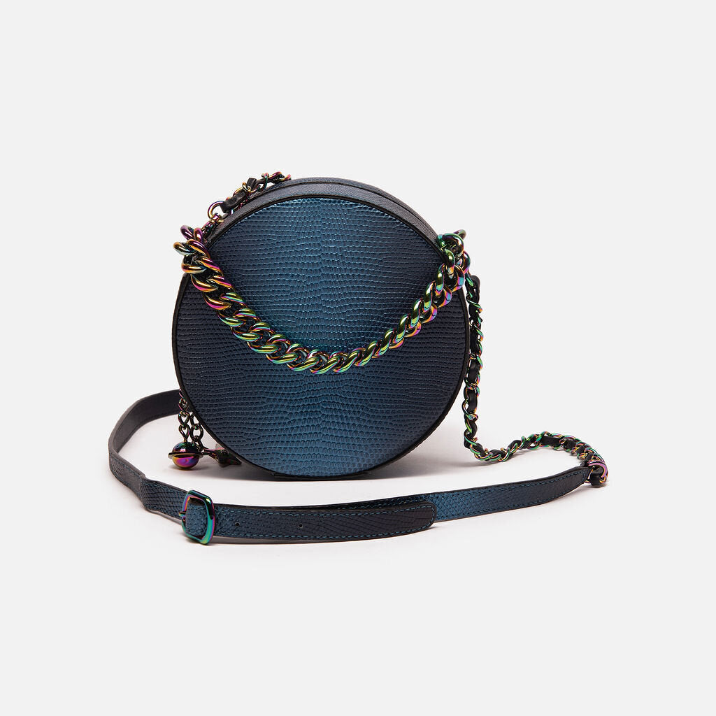 Chanel Real Lizard Blue Round as Earth w/ Mermaid Hardware Chain Top Handle w/ Crossbody Strap