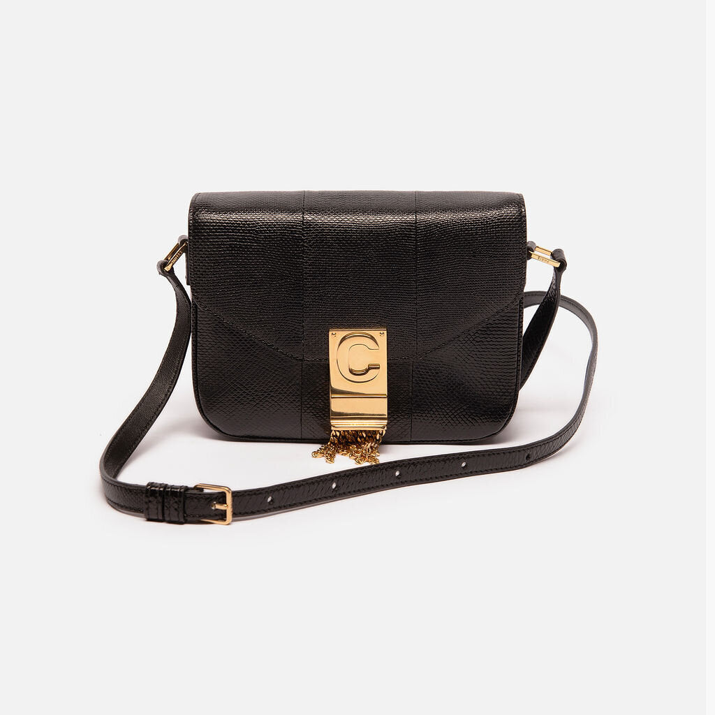 Celine Black Lizard Embossed Box Bag