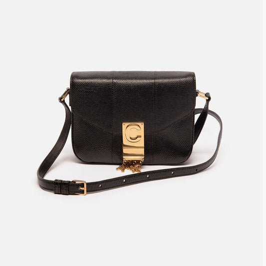 Celine Black Lizard Embossed Box Bag