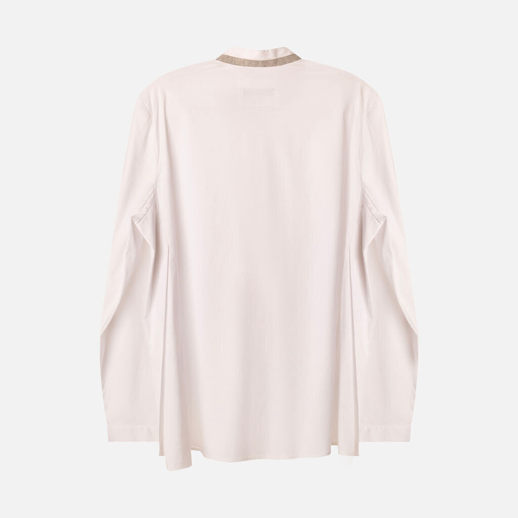 Lafayette 148 White Cotton Beaded Neckline Shirt