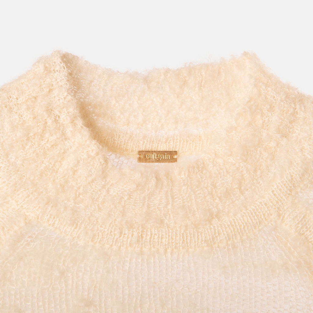 Cult Gaia Cream Mohair Blend Sweater