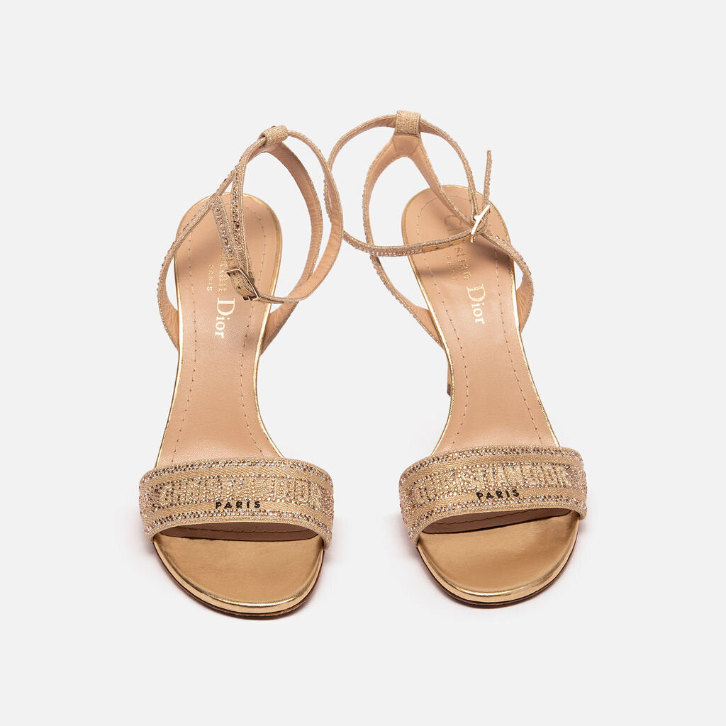 Christian Dior Gold Logo Crystal Heel