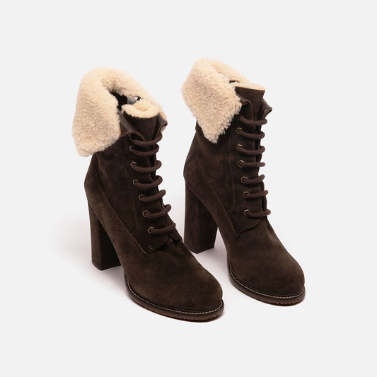 Moncler Brown Shearling Ankle Boots