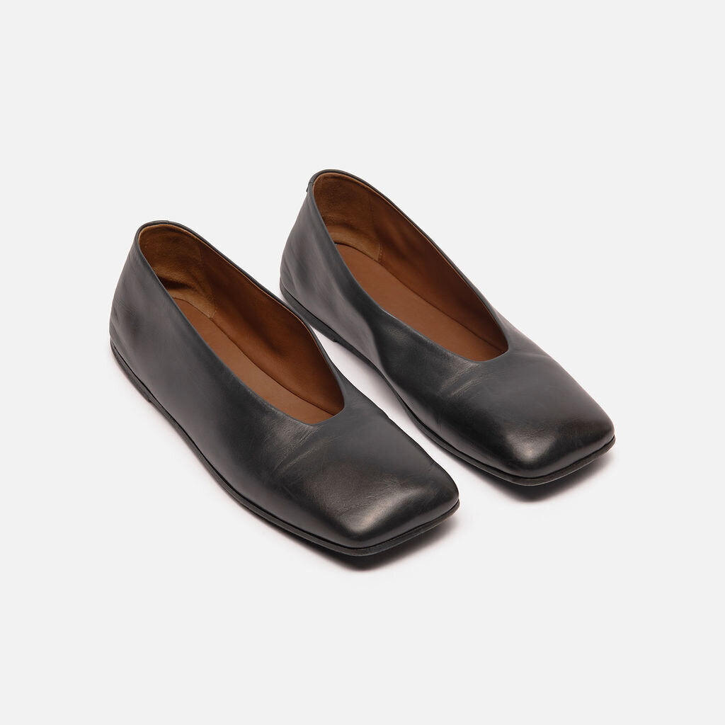 Marsell Black Leather Square-Toe Flats