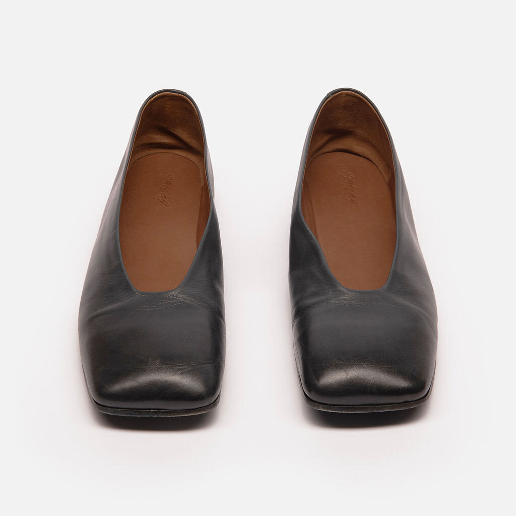 Marsell Black Leather Square-Toe Flats