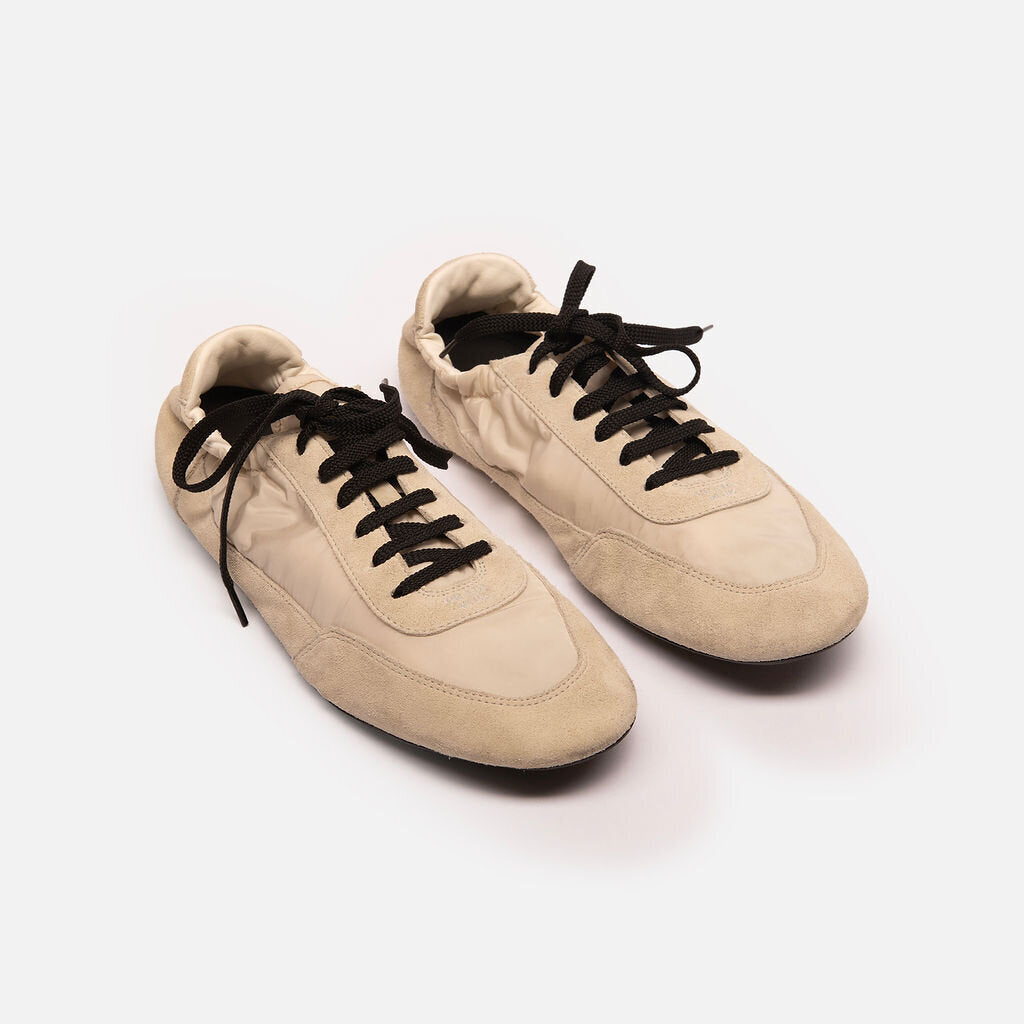 Prada Cream & Black Re-Nylon & Suede Sneaker