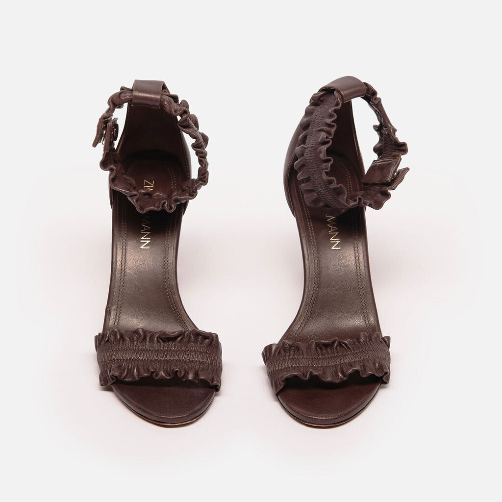 Zimmerman Brown Leather Ankle Wrap Heel