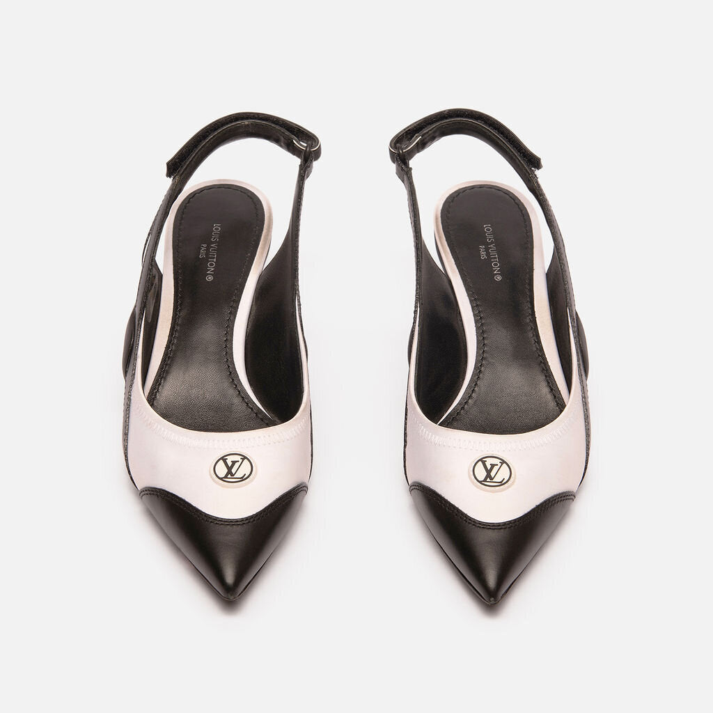 Louis Vuiton Black & White Slingback Shoe