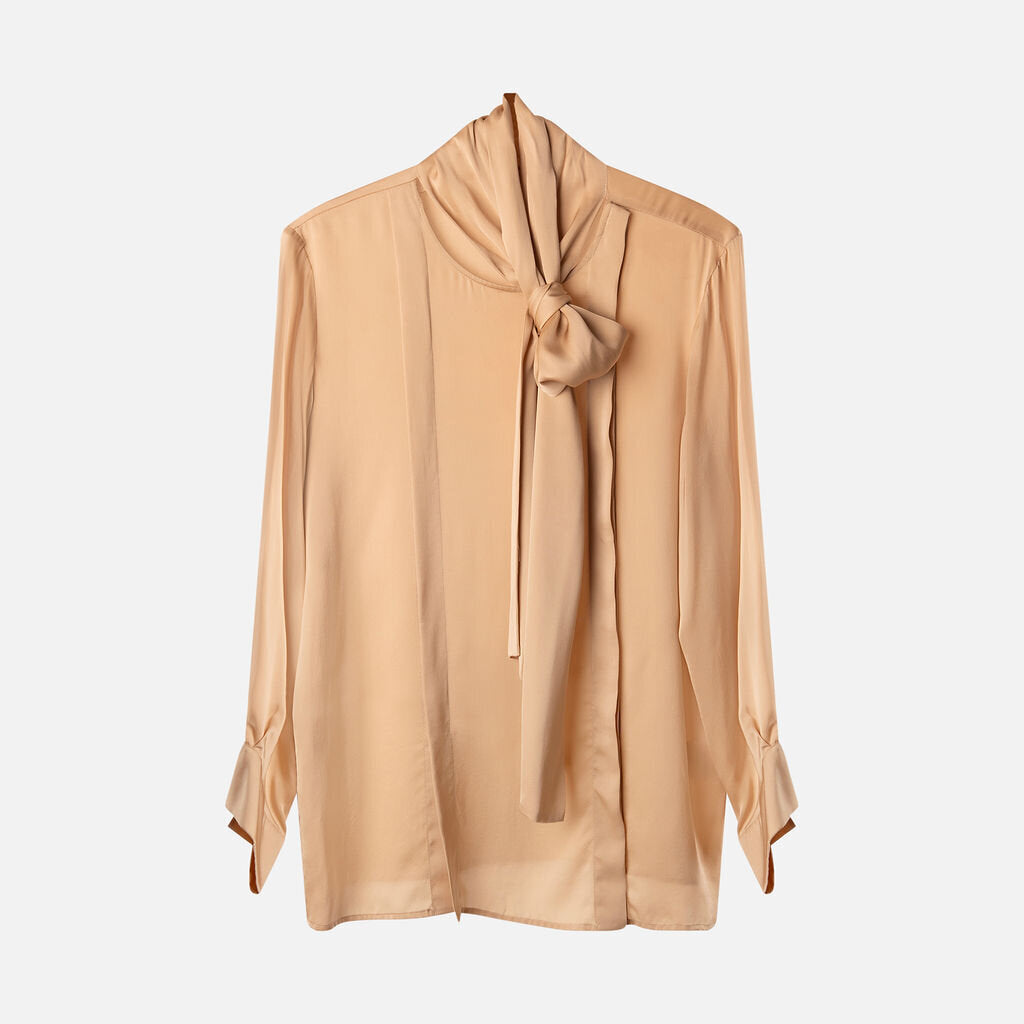 Stella McCartney Beige Silk Tie-Neck Shirt