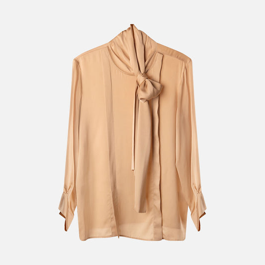 Stella McCartney Beige Silk Tie-Neck Shirt