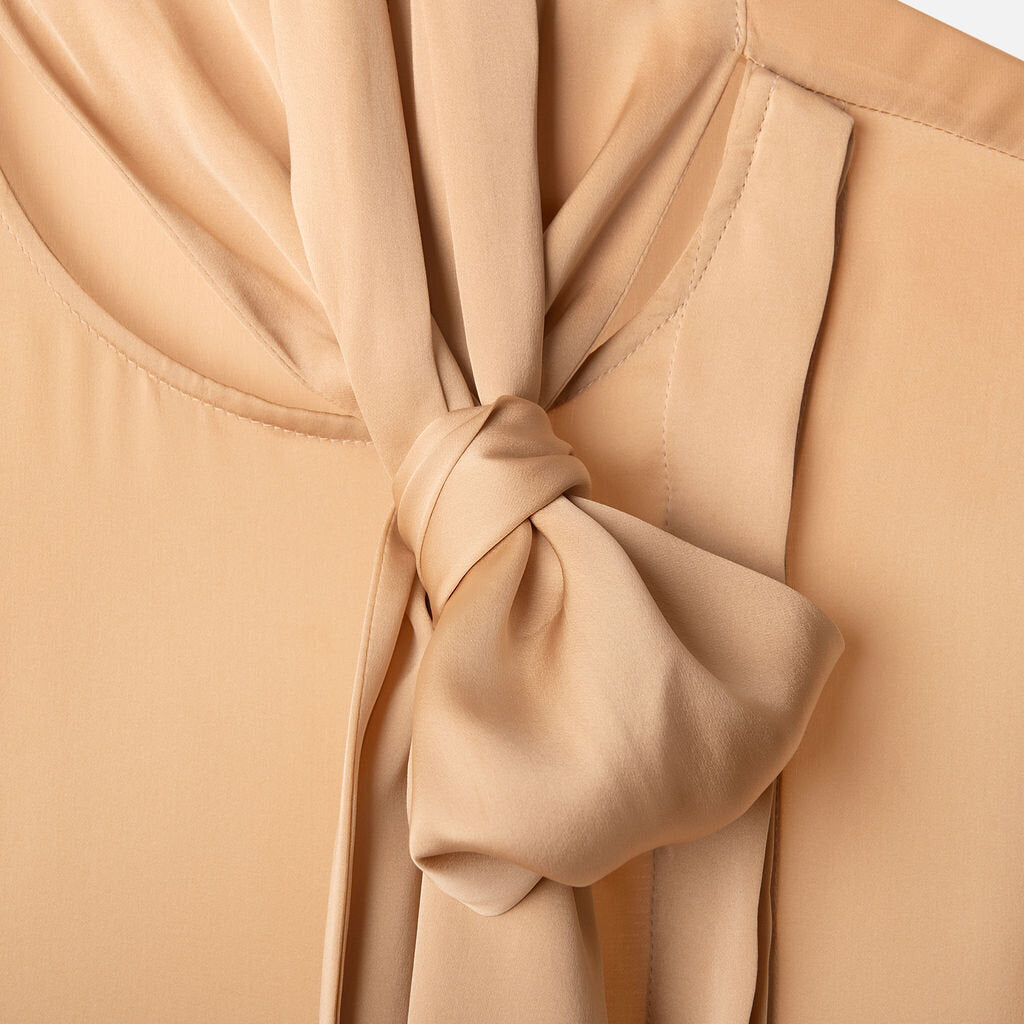 Stella McCartney Beige Silk Tie-Neck Shirt