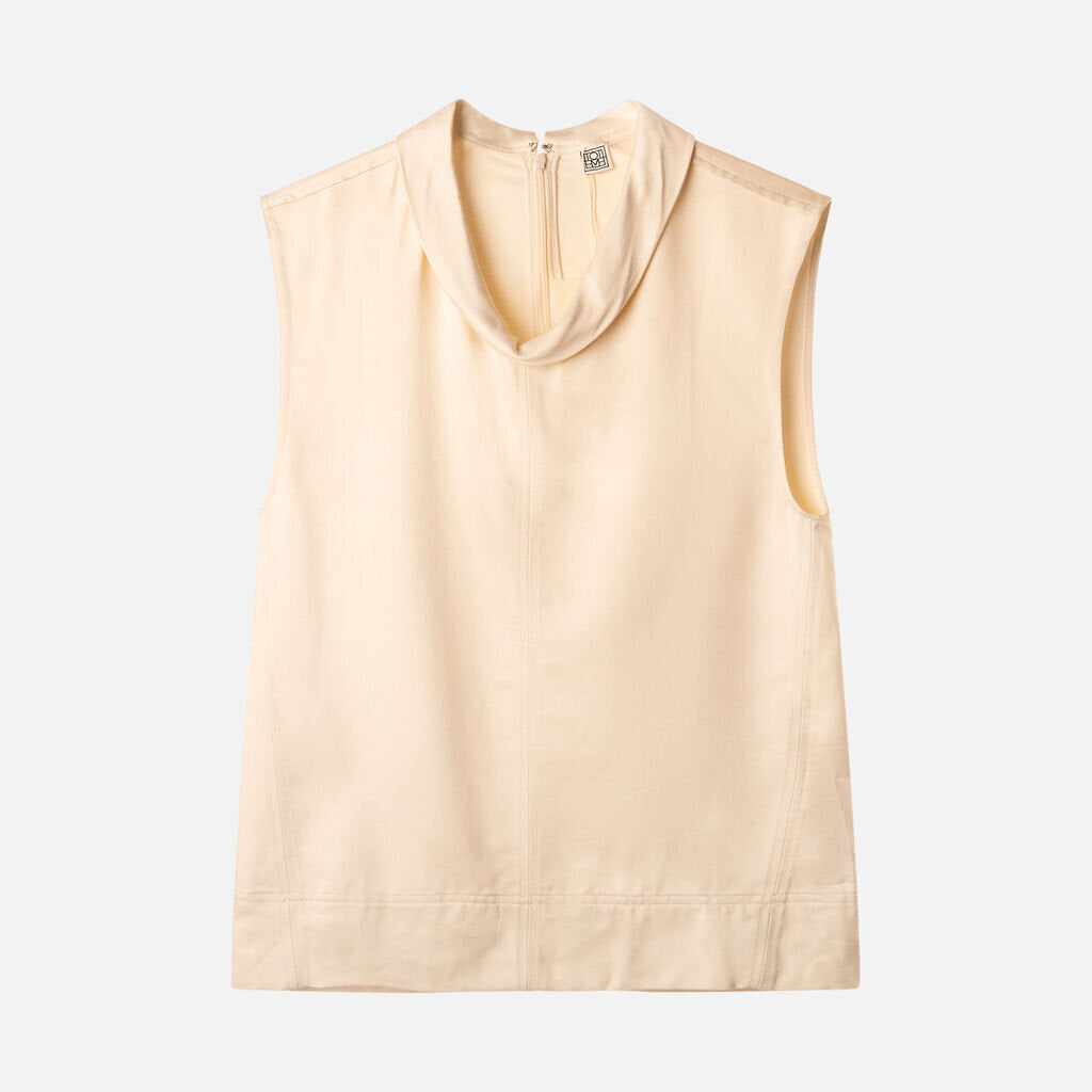 Toteme Cream Viscose High Neck Sleeveless Top