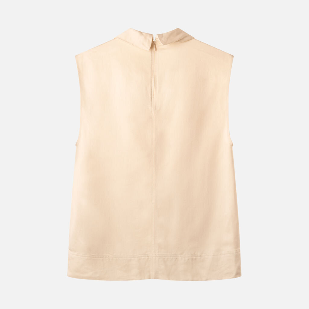 Toteme Cream Viscose High Neck Sleeveless Top