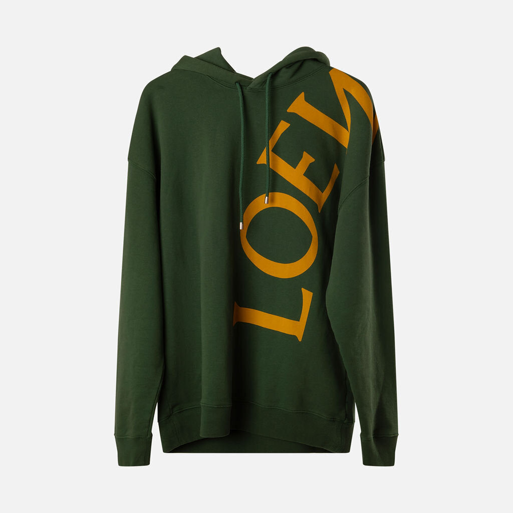 Loewe Men's Green & Yellow Cotton Logo Hoodie