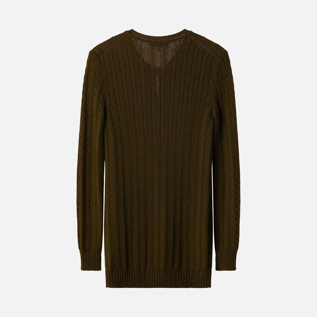 Chloe Green Cotton Cable Knit Cardigan
