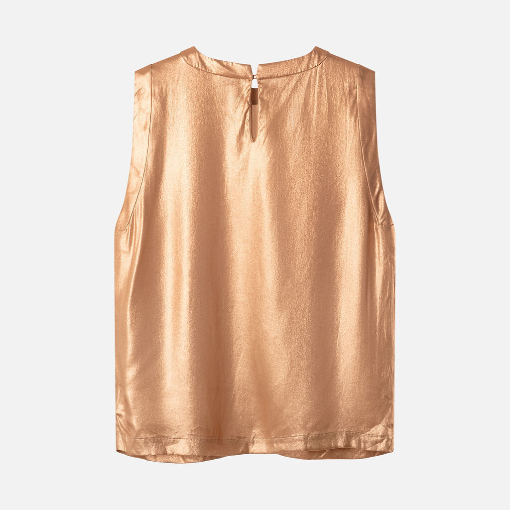 Brunello Cucinelli Pink/Tan Metallic Silk Tank