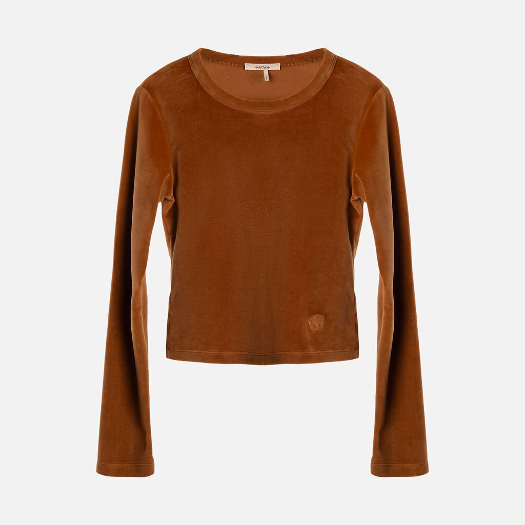 Chloe Brown Velvet Long Sleeve Top