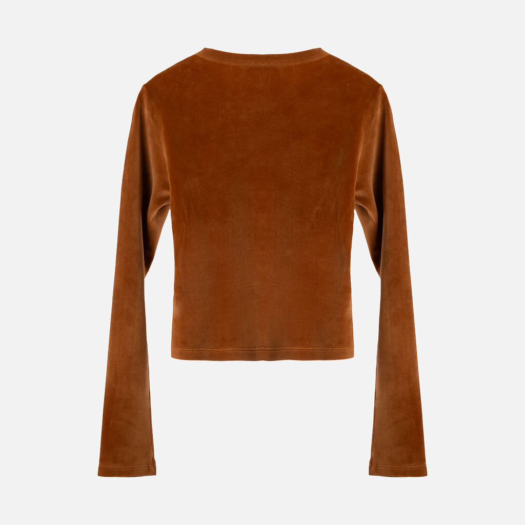 Chloe Brown Velvet Long Sleeve Top
