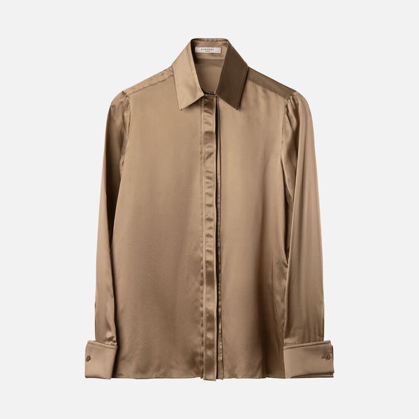 Givenchy Brown Silk Button Up Shirt