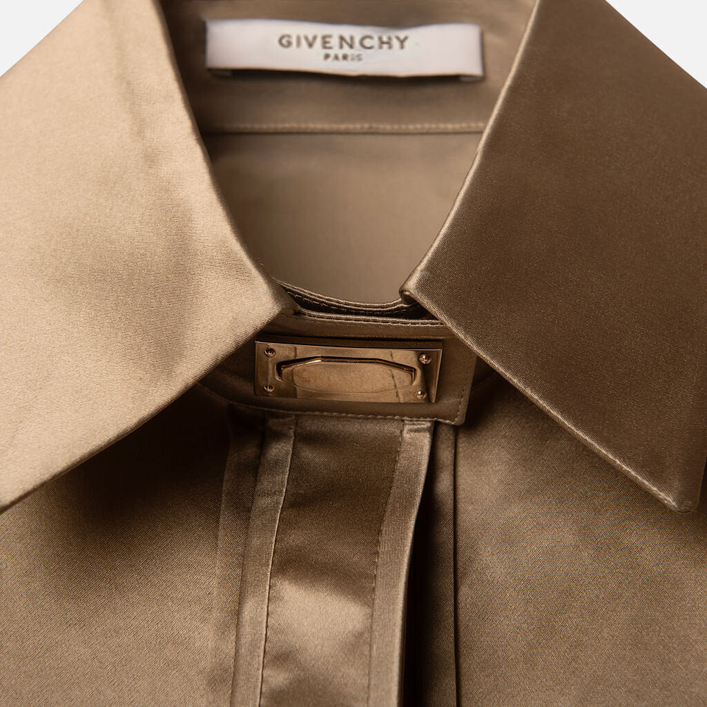 Givenchy Brown Silk Button Up Shirt