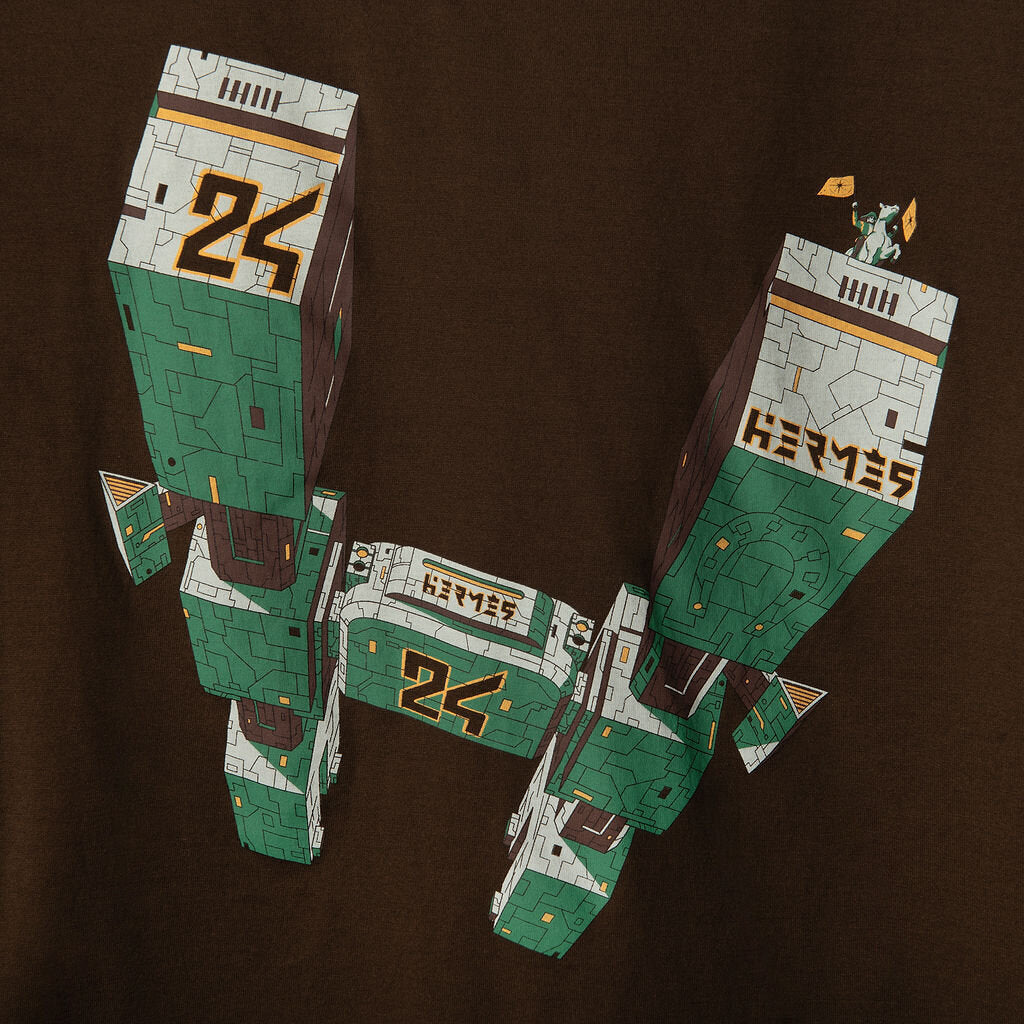 Hermes Men's Brown Printed Graphic Tee