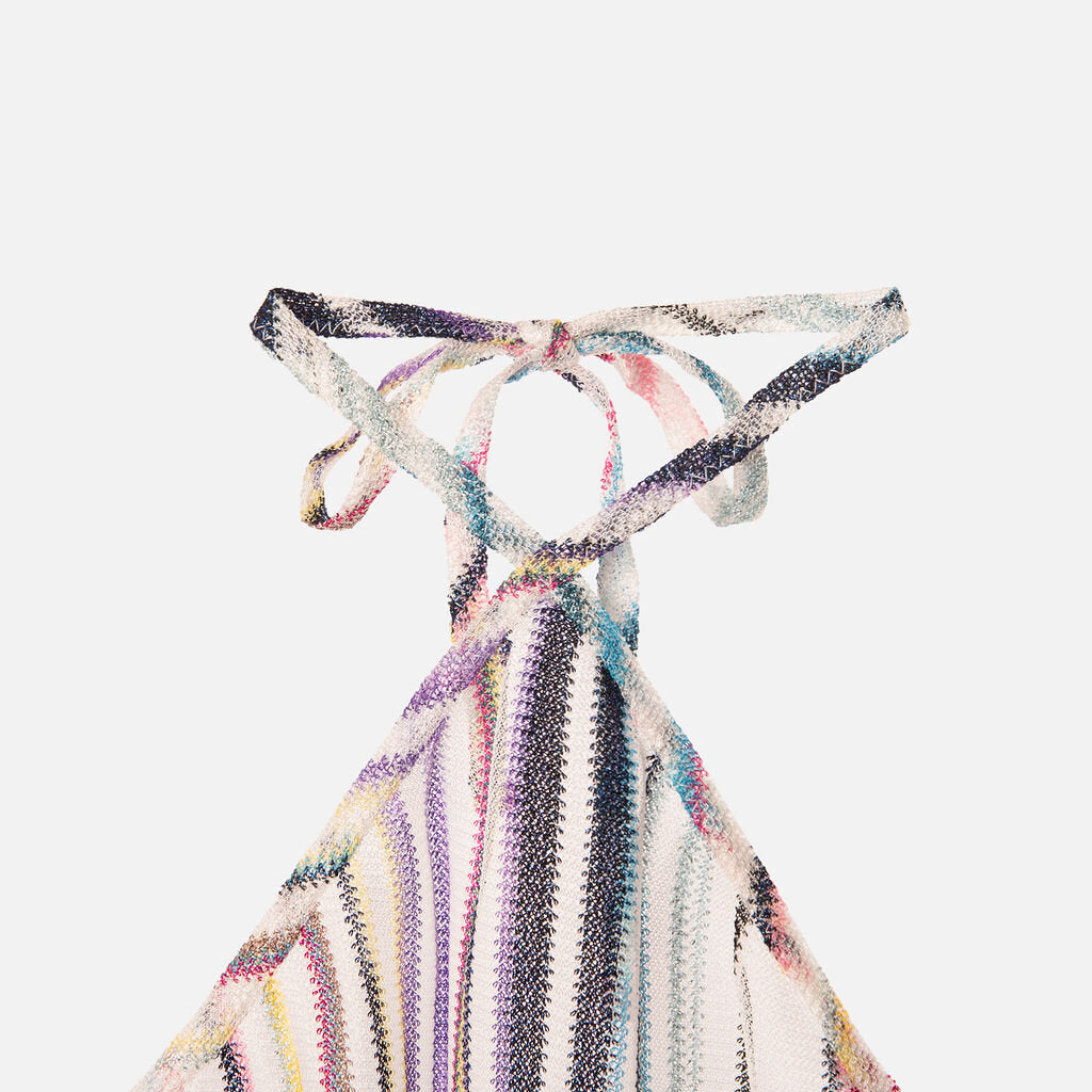 Missoni Multicolor Metallic Stripe Cropped Halter Top