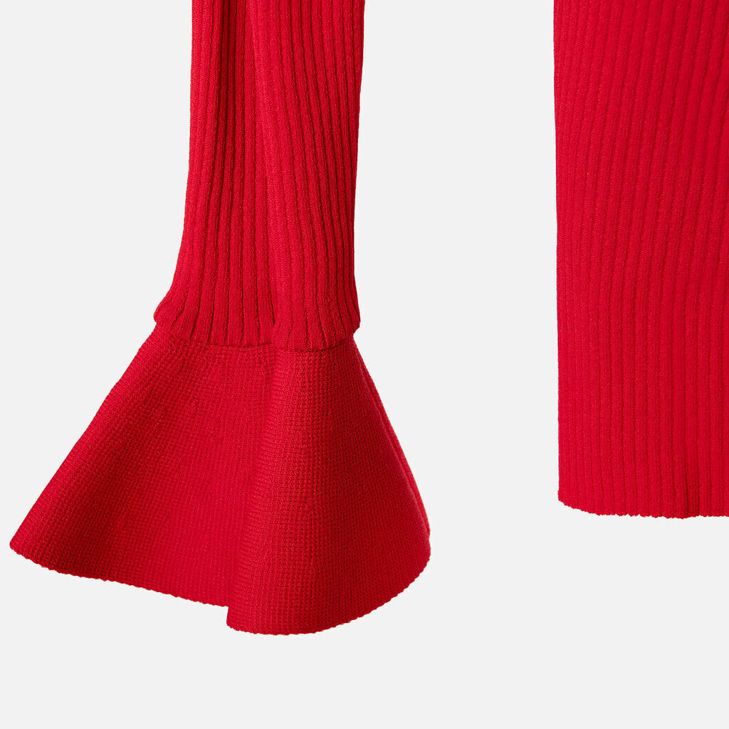 Valentino Red Viscose Ribbed Turtleneck Top