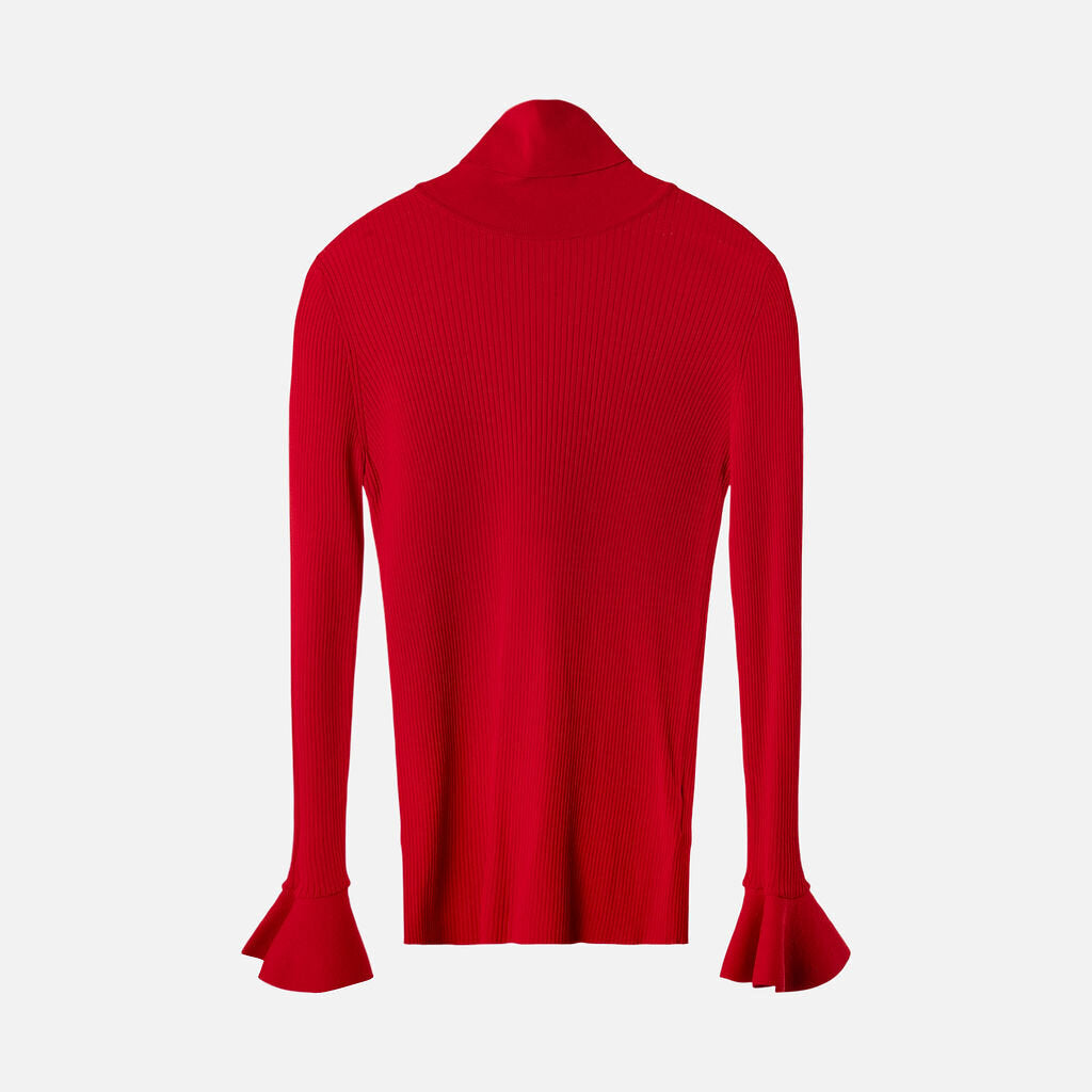 Valentino Red Viscose Ribbed Turtleneck Top