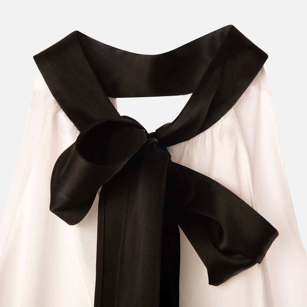 Alice + Olivia White/Black Triacetate/Poly Halter Top