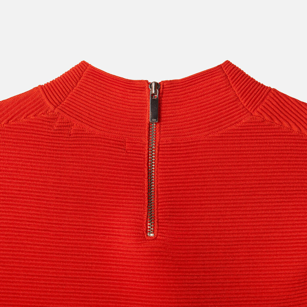 Karen Millen Orange Viscose Poly Blend Mock Turtleneck Top