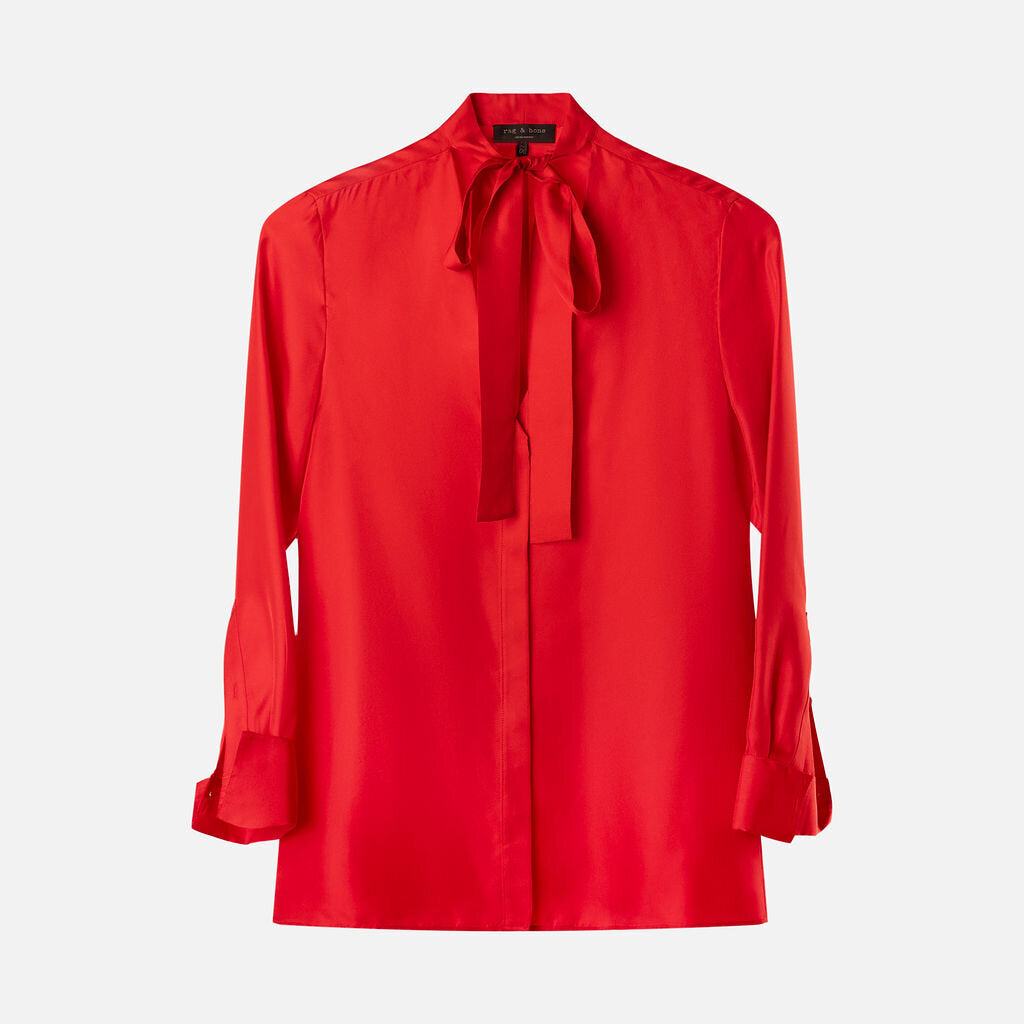 Rag & Bone Red Silk Top
