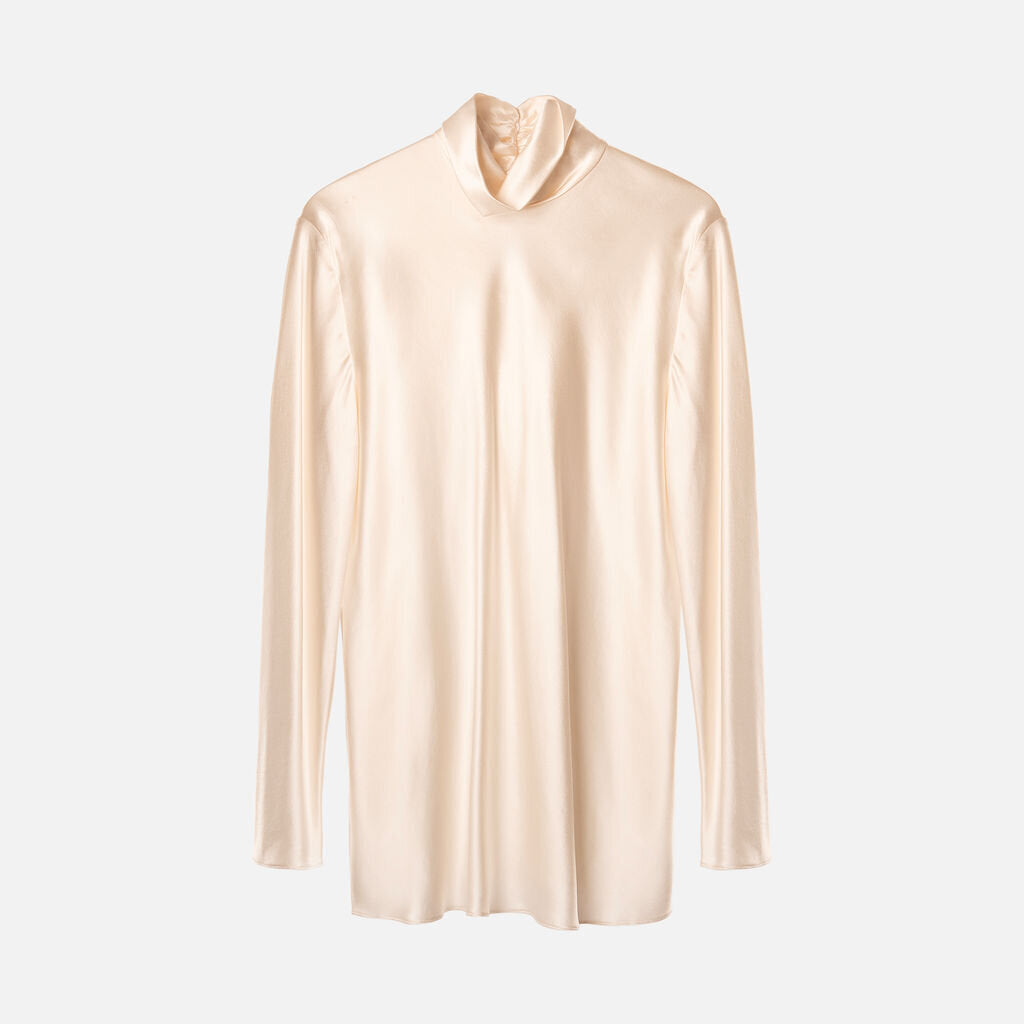Peter Cohen Cream Silk Turtleneck Top