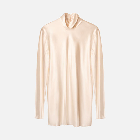 Peter Cohen Cream Silk Turtleneck Top