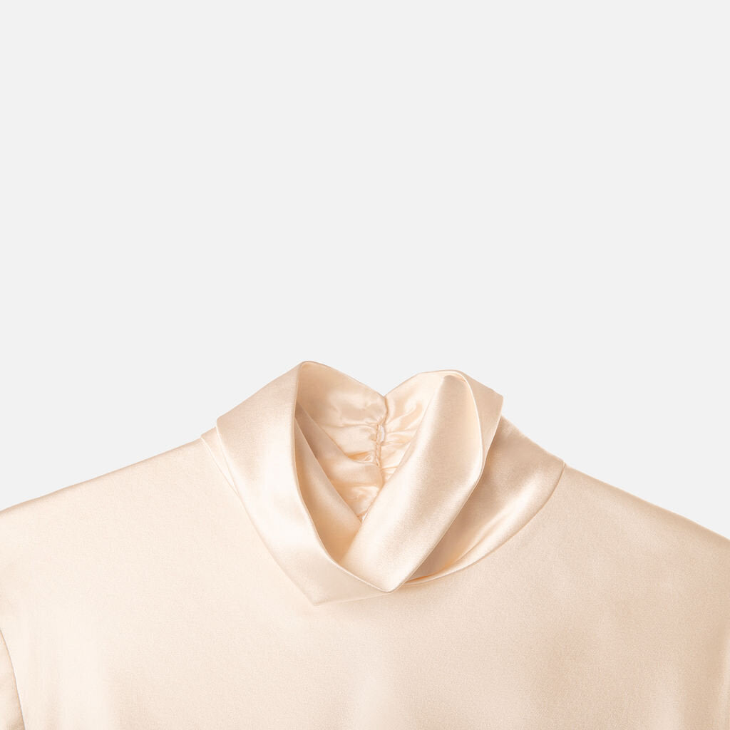 Peter Cohen Cream Silk Turtleneck Top