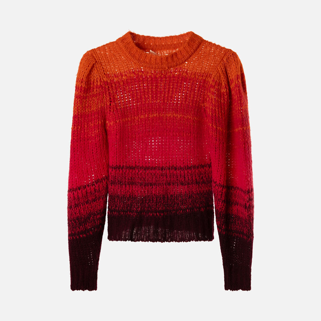 Ulla Johnson Red & Orange Gradient Alpaca Blend Sweater