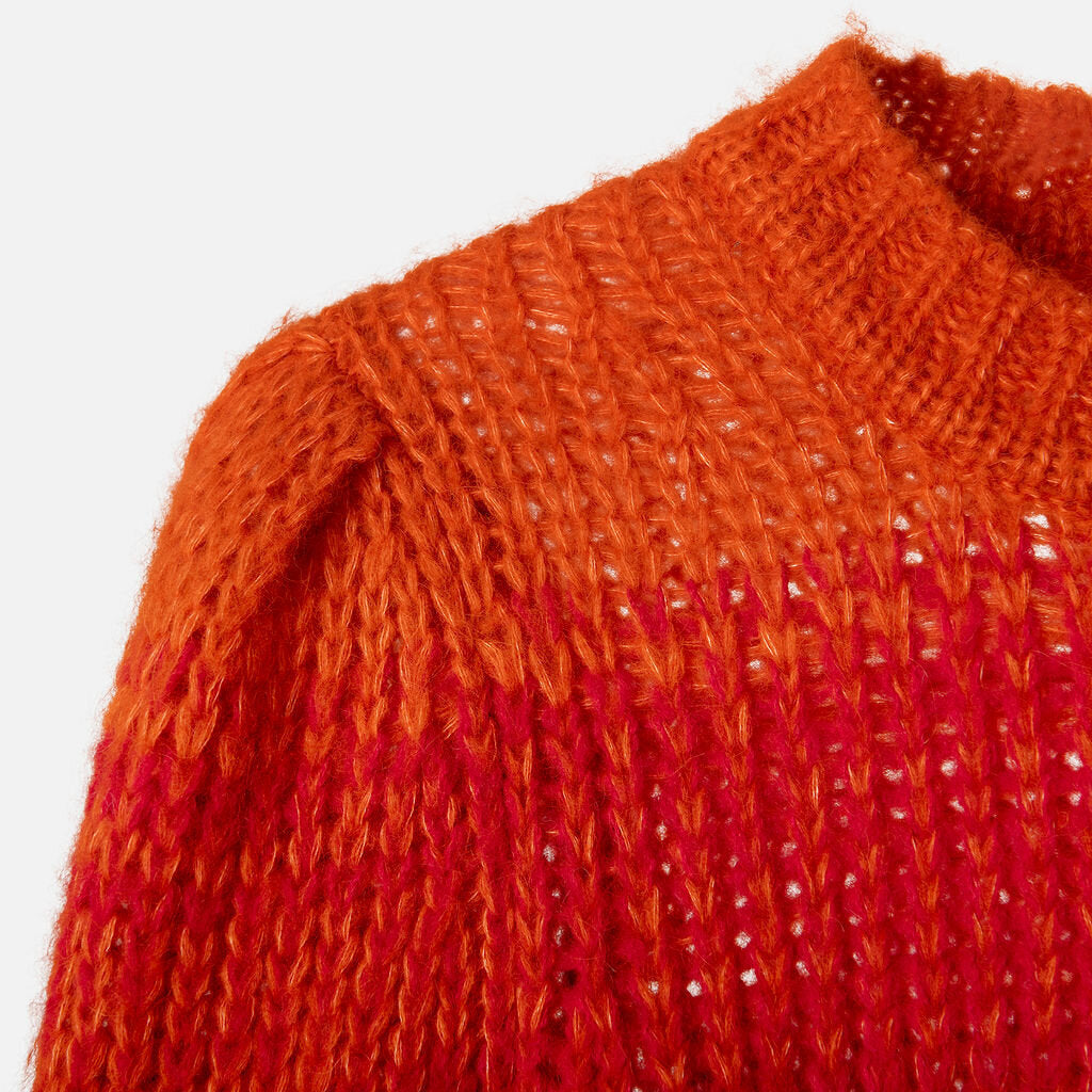Ulla Johnson Red & Orange Gradient Alpaca Blend Sweater