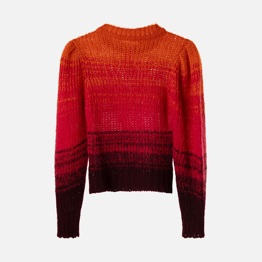 Ulla Johnson Red & Orange Gradient Alpaca Blend Sweater