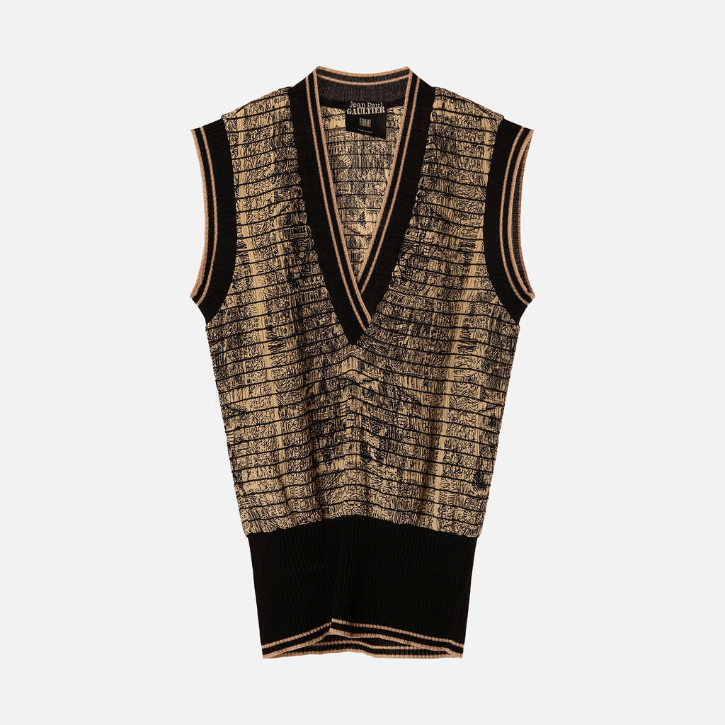 Jean Paul Gaultier Cream & Black Silk Sweater Vest