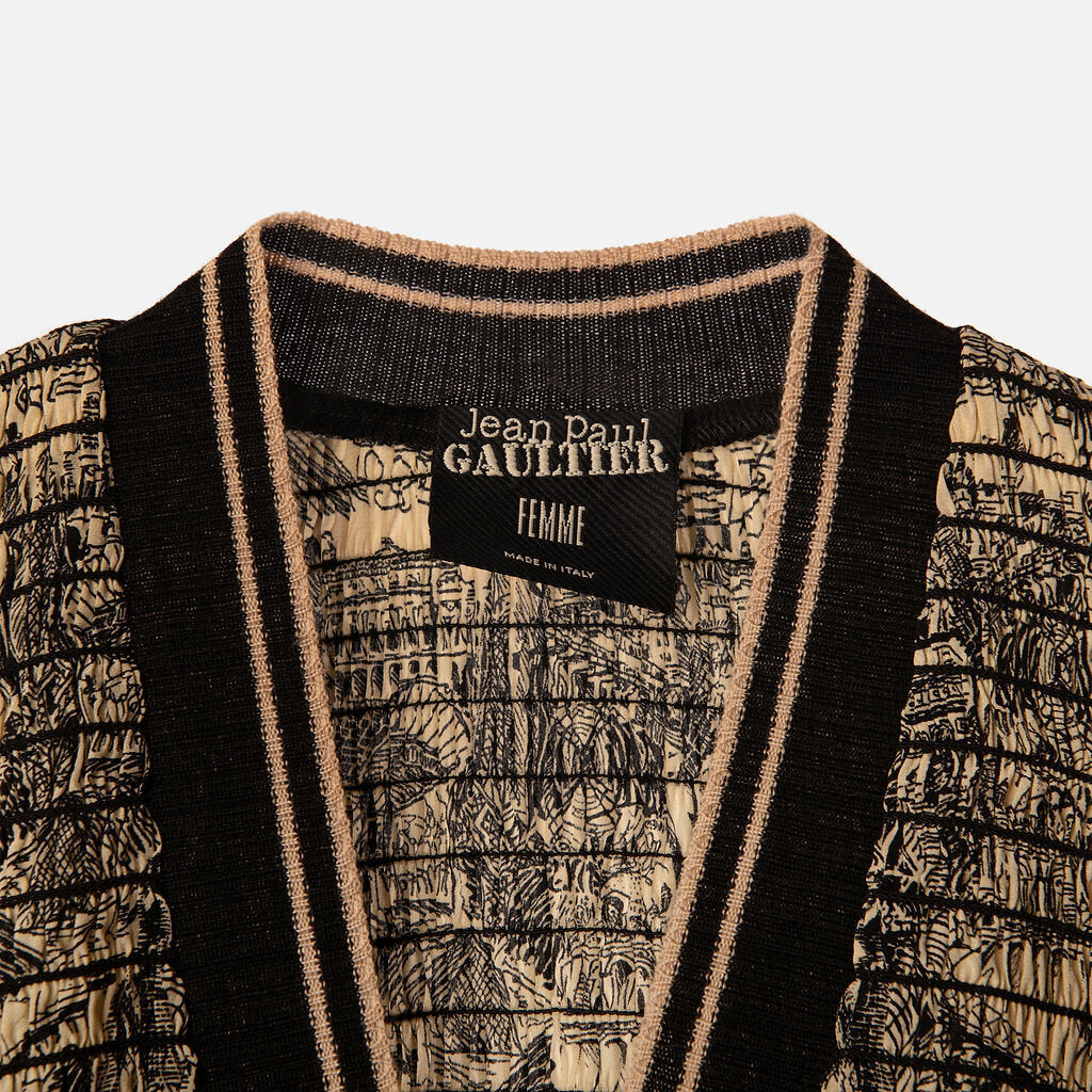 Jean Paul Gaultier Cream & Black Silk Sweater Vest
