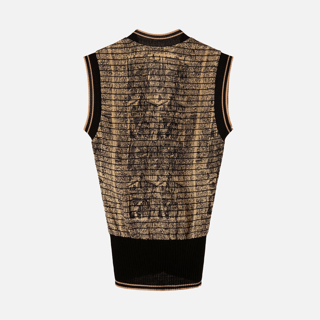 Jean Paul Gaultier Cream & Black Silk Sweater Vest