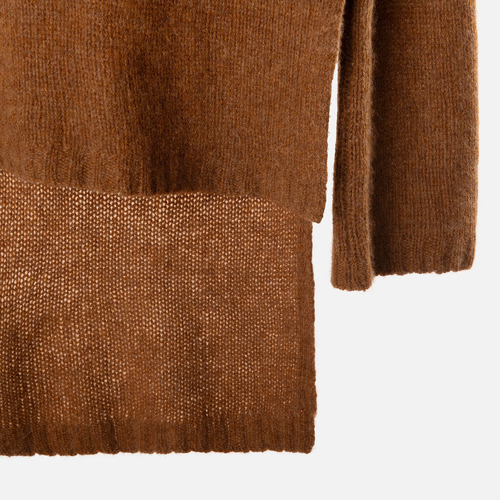 Khaite Brown Cashmere Step-Hem Sweater