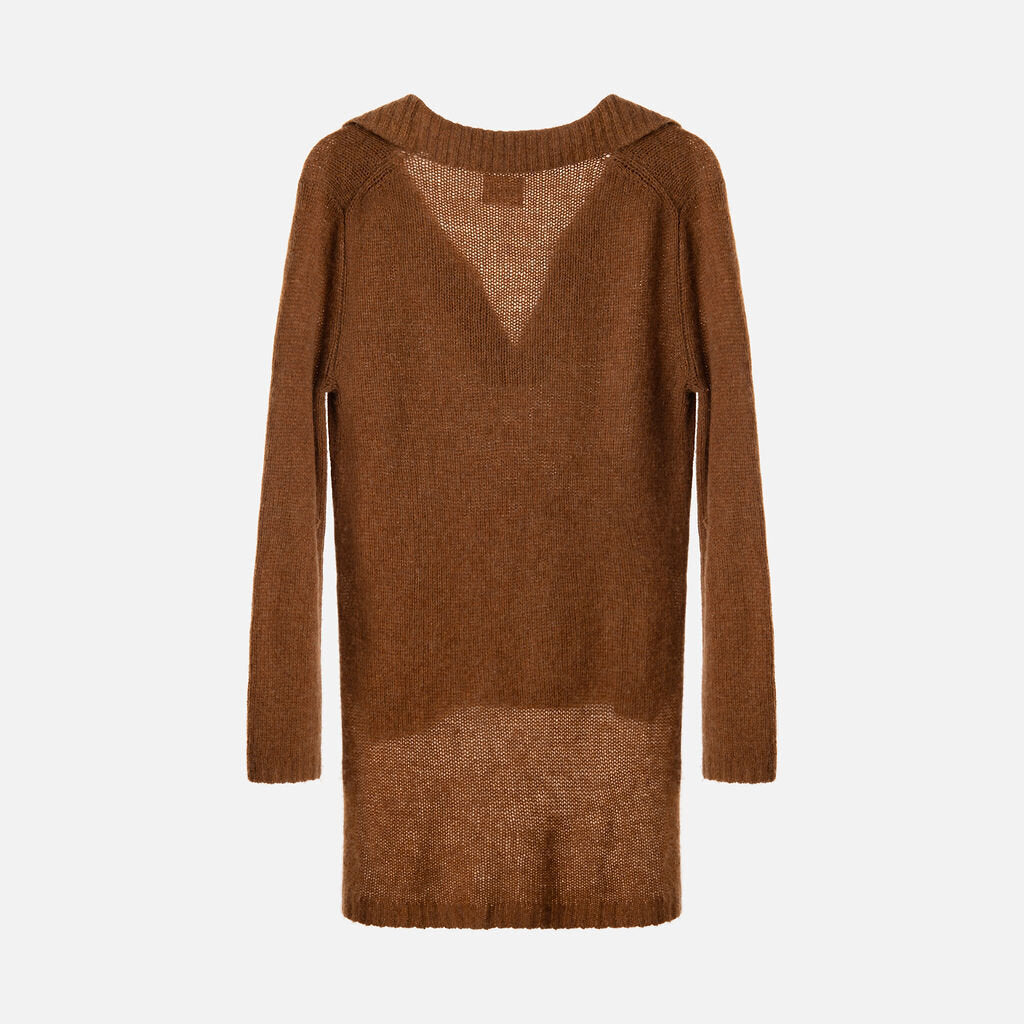 Khaite Brown Cashmere Step-Hem Sweater