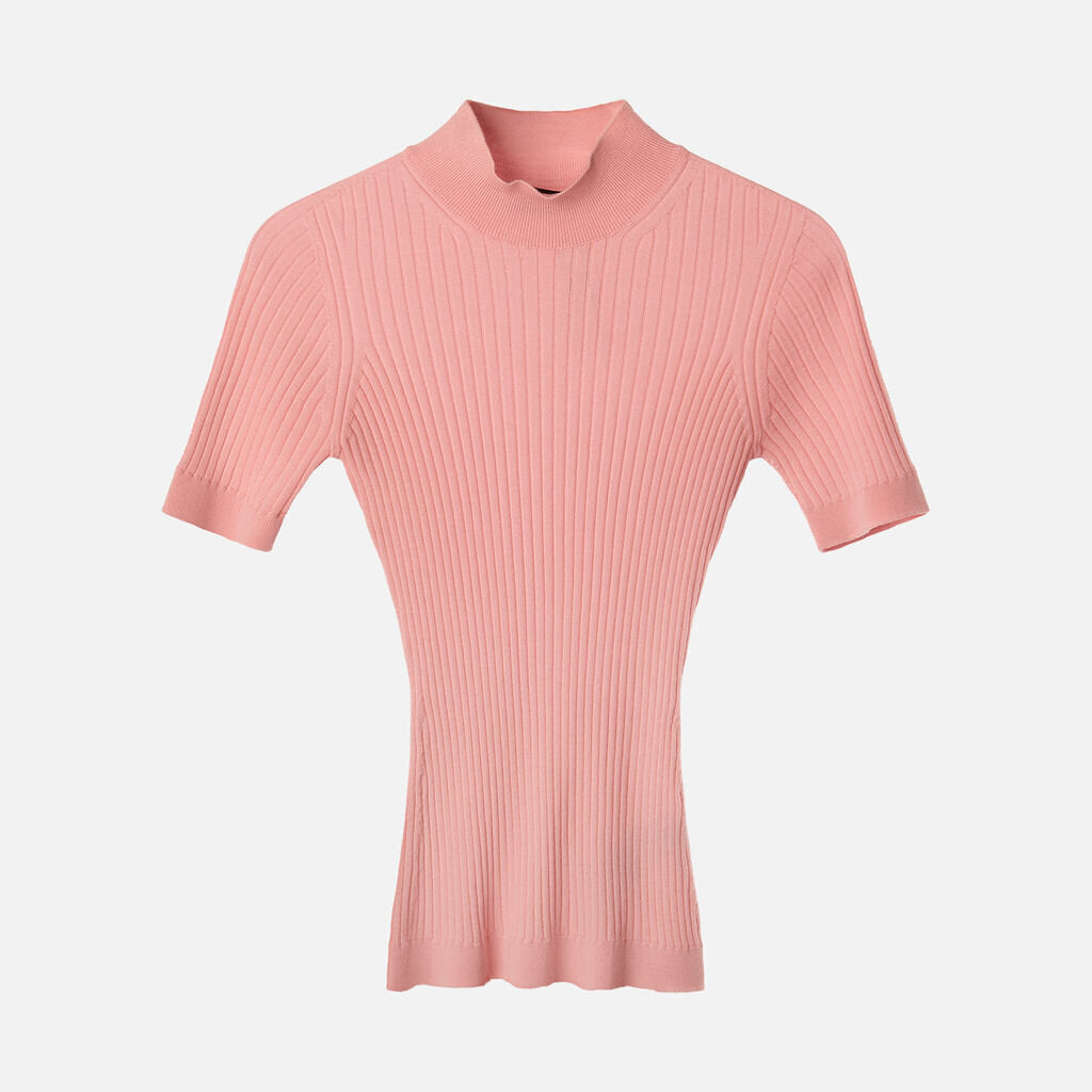 Versace Pink Wool Ribbed SS Sweater