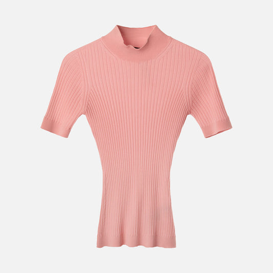 Versace Pink Wool Ribbed SS Sweater