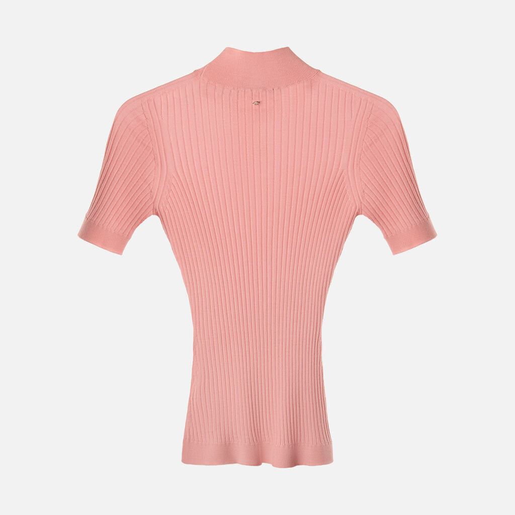 Versace Pink Wool Ribbed SS Sweater