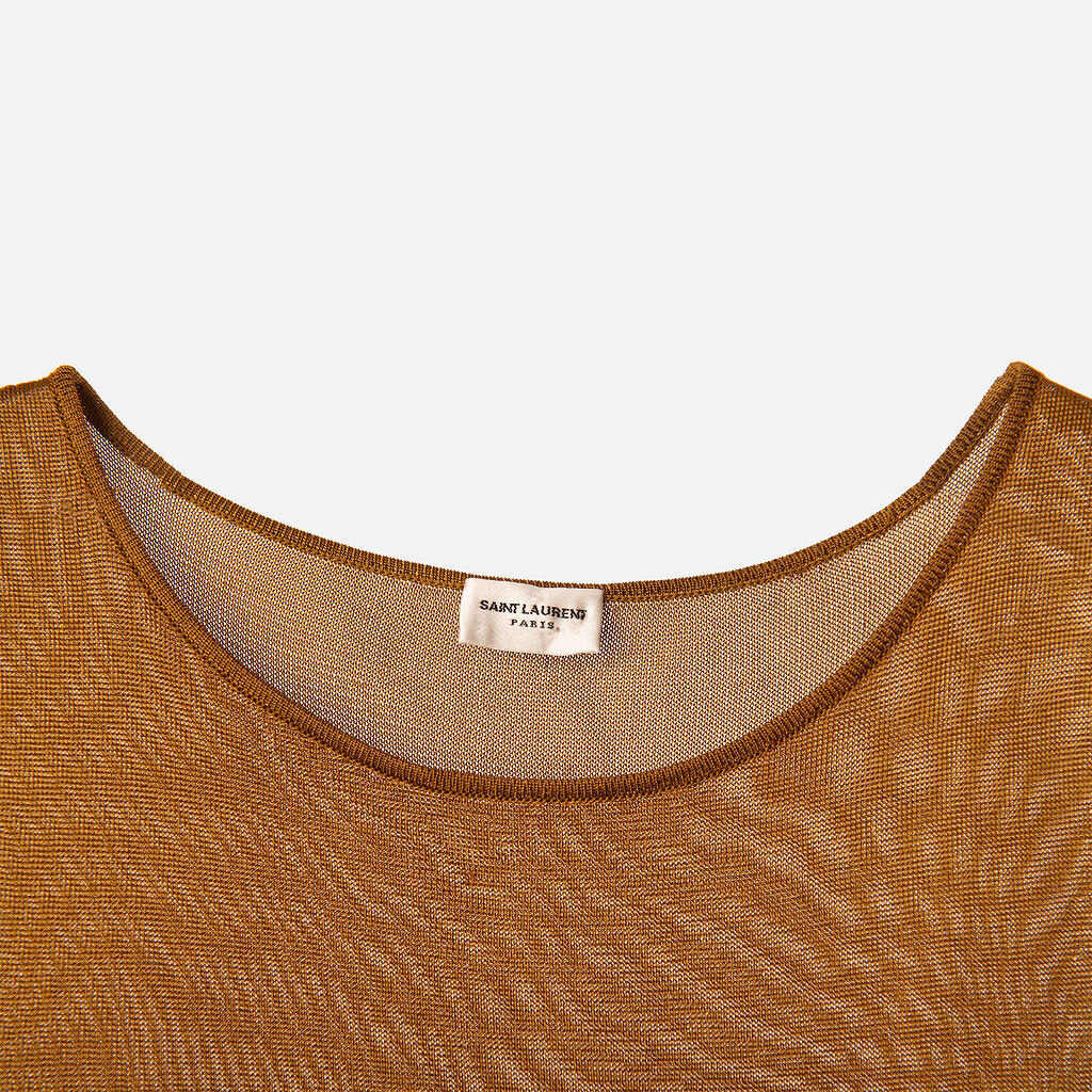 Saint Laurent Olive Viscose Sheer Tank